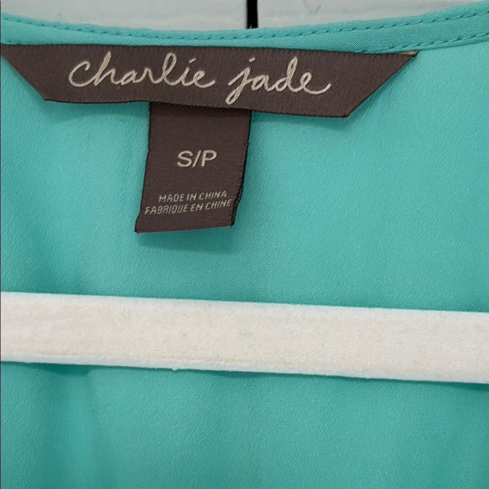 Charlie Jade Green Sheath Dress with Ruched Wrap Design - Picture 2 of 4